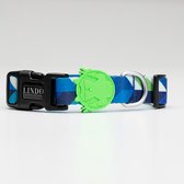 Lindo Dogs - Blue Dream - Luxe halsband hond - Blauw - M - (37 - 56 cm x 2,0cm)