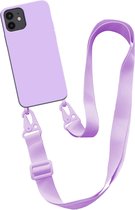 Coque Smartphonica avec Cordon Large pour iPhone 12 Mini Coque Arrière en Silicone avec Intérieur Doux - Violet / Coque Arrière