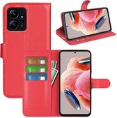 Xiaomi Redmi Note 12 4G Hoesje - MobyDefend Kunstleren Wallet Book Case (Sluiting Voorkant) - Rood - GSM Hoesje - Telefoonhoesje Geschikt Voor Xiaomi Redmi Note 12 4G