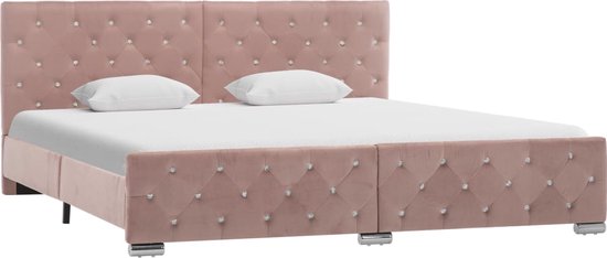 vidaXL - Bedframe - fluweel - roze - 180x200 - cm
