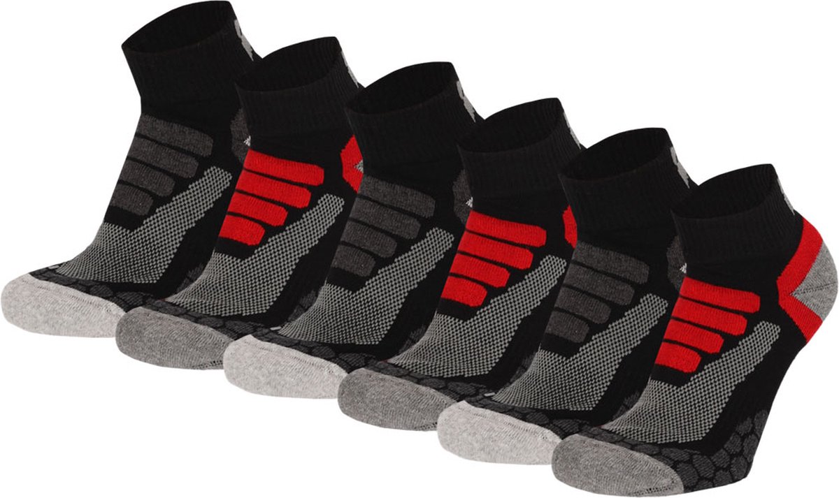 Xtreme Sockswear Quarter Wandelsokken – 6 Paar – Lage Hiking Sokken Unisex – Katoen & Coolmax – Multi Zwart