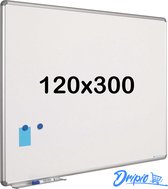 Whiteboard 120x300 cm - Emailstaal - Magnetisch - Magneetbord - Memobord - Planbord - Schoolbord - inclusief montageset