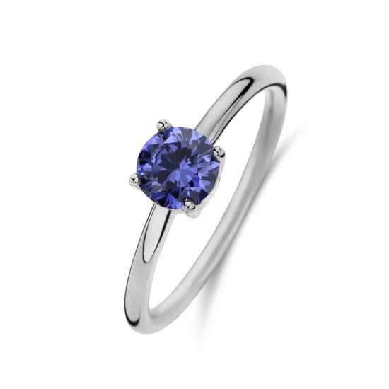 New Bling Zilveren Ring met Zirkonia Steen - 6mm - Rhodium - Zilver