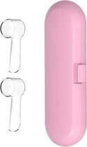 Reisetui elektrische tandenborstel - tandenborstelhouder - tandenborstelkoker - Roze met 2 tandenborstel kapje