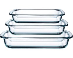 HGMD Ovenschalen Set - 3 Delig - 1L - 1,6L - 2,2L - Rechthoekig - Glas - Vaatwasserbestendig HGMD Ovenschalen Set - 3 Delig - 1L - 1,6L - 2,2L - Rechthoekig - Glas - Vaatwasserbestendig