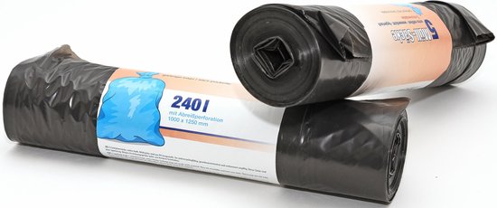Containerzakken/afvalzakken - 5x - 240 liter - zwart - kunststof