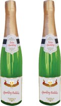 Funny Fashion - 2x - Opblaasbare champagne fles - Fun/fop/party/oud jaar/Bruiloft/Geslaagd - versiering/decoratie/feestartikelen - 76 cm