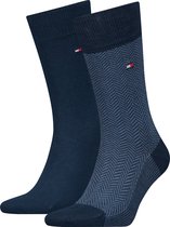 Tommy Hilfiger 2P sokken herringbone blauw - 43-46