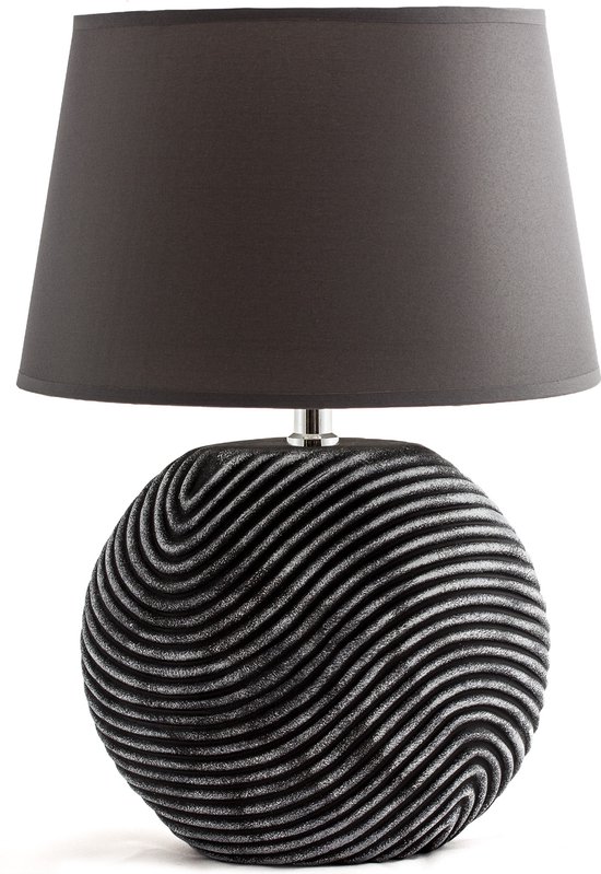 BRUBAKER Lampe de table ou de chevet Zen Garden gris anthracite - socle en céramique bicolore finition mate - hauteur 38 cm