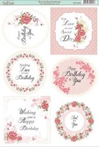 The Hobby House - Stansvel Rose Garden Sentiments(HHTS004) -plus 3 achtergrond vellen