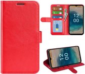 Nokia G22 Hoesje - MobyDefend Wallet Book Case (Sluiting Achterkant) - Rood - GSM Hoesje - Telefoonhoesje Geschikt Voor Nokia G22