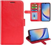 Samsung Galaxy A34 Hoesje - MobyDefend Wallet Book Case (Sluiting Achterkant) - Rood - GSM Hoesje - Telefoonhoesje Geschikt Voor Samsung Galaxy A34
