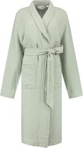Peignoir kimono Yumeko lin lavé gaufré vert brume m