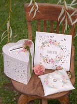 3-delige Bruidsset Floral Wedding multicoloured met gastenboek, moneybox en ringkussen - trouwen - huwelijk - bruiloft - floral - wedding