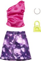 Barbie Vêtements Outfit - Jupe violette, haut rose, sac à main et collier - Accessoires de vêtements pour bébé