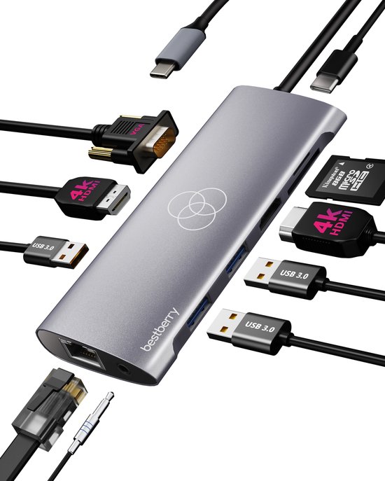Surface Pro 9/10/11 Accessoires met 4K HDMI, 100W USB C Thunderbolt 4 (display 40 Gbps PD