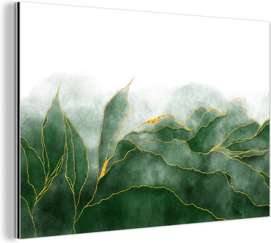 Décoration murale Métal - Aluminium Peinture Industriel - Marbre - Vert - Luxe - Or - Aspect marbre - 30x20 cm - Dibond - Photo sur aluminium - Décoration murale industrielle - Pour le salon/chambre