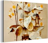 Wanddecoratie Metaal - Aluminium Schilderij Industrieel - Bloemen - Wit - Planten - Vintage - 60x40 cm - Dibond - Foto op aluminium - Industriële muurdecoratie - Voor de woonkamer/slaapkamer