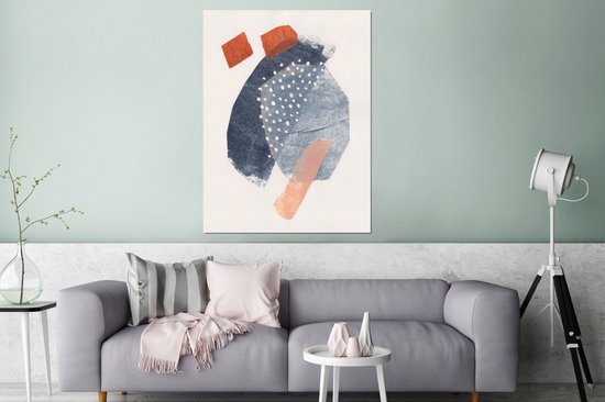 Décoration murale Métal - Peinture Aluminium Industriel - Abstrait - Formes - Blauw - Points - 90x120 cm - Dibond - Photo sur aluminium - Décoration murale industrielle - Pour le salon/chambre