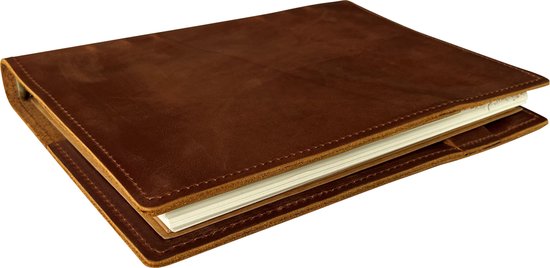Masua leren notitieboek - A5 met ringband - Gelinieerd - Hervulbaar - Leer - Gestikte naden - Stoic journal