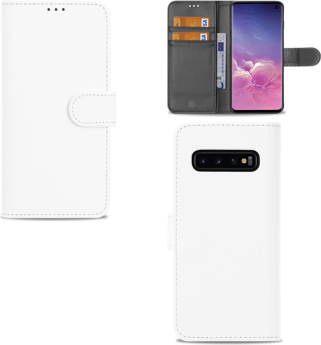 Samsung Galaxy S10 Hoesje Wit met Pasjeshouder