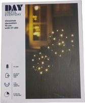 Kerstdecoratie - Kerst Sneeuwvlok met 37 ledlampjes 70 cm hoog - Verlichting - Voor binnen en buitengebruik - 1 meter koord lengte - Met timer functie - warm wit mini led