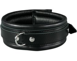 Leren collar 5 cm gevoerd - zwart