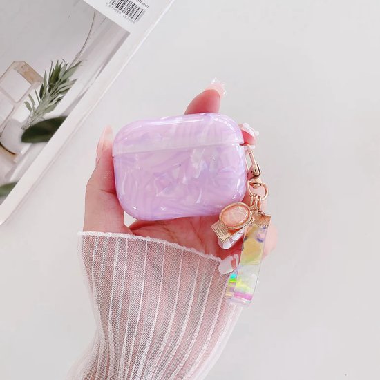 Foto: Minislifestyle airpods 3 case paars lila violet parelmoer marble holographic hanger