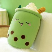 Klikkopers® - Bubble Tea Knuffel XXL - 45cm tot 50cm - Ijs - Boba Tea Knuffel - Groen - Kawaii Kussen