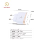 Oplader Rico Vitello, thuislader 2.4A met 2 USB Wit , travel charger