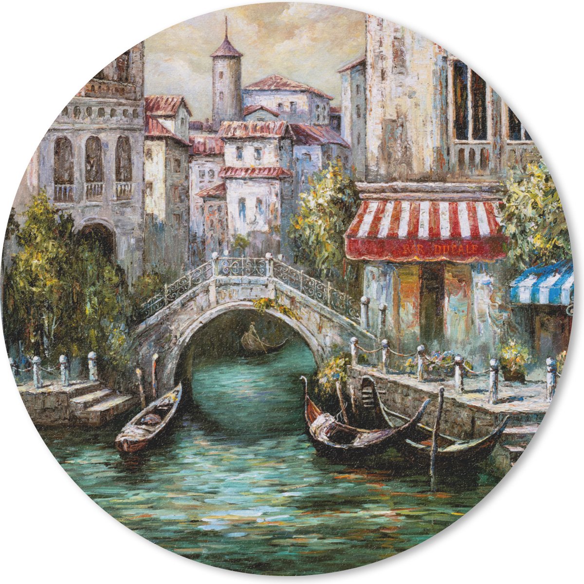 Muismat rond 30x30 cm - Mousepad Schilderij - Olieverf - Water - Gracht - Italië - Ronde muismatten