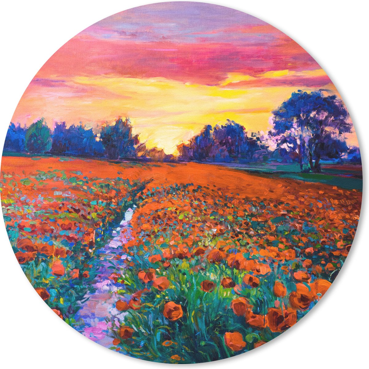 Muismat rond 30x30 cm - Mousepad Schilderij - Natuur - Bloemen - Olieverf - Ronde muismatten