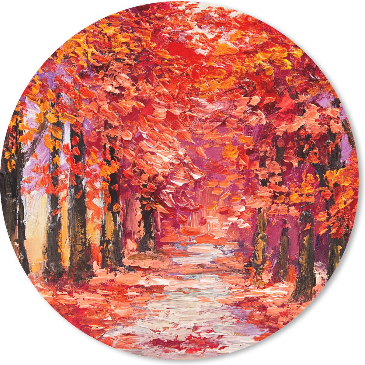 Muismat rond 30x30 cm - Mousepad Schilderij - Bomen - Herfst - Olieverf - Ronde muismatten