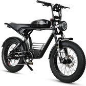 M20 Fatbike E-bike 25km/u Fattire 20’’x4 dikke banden zwart