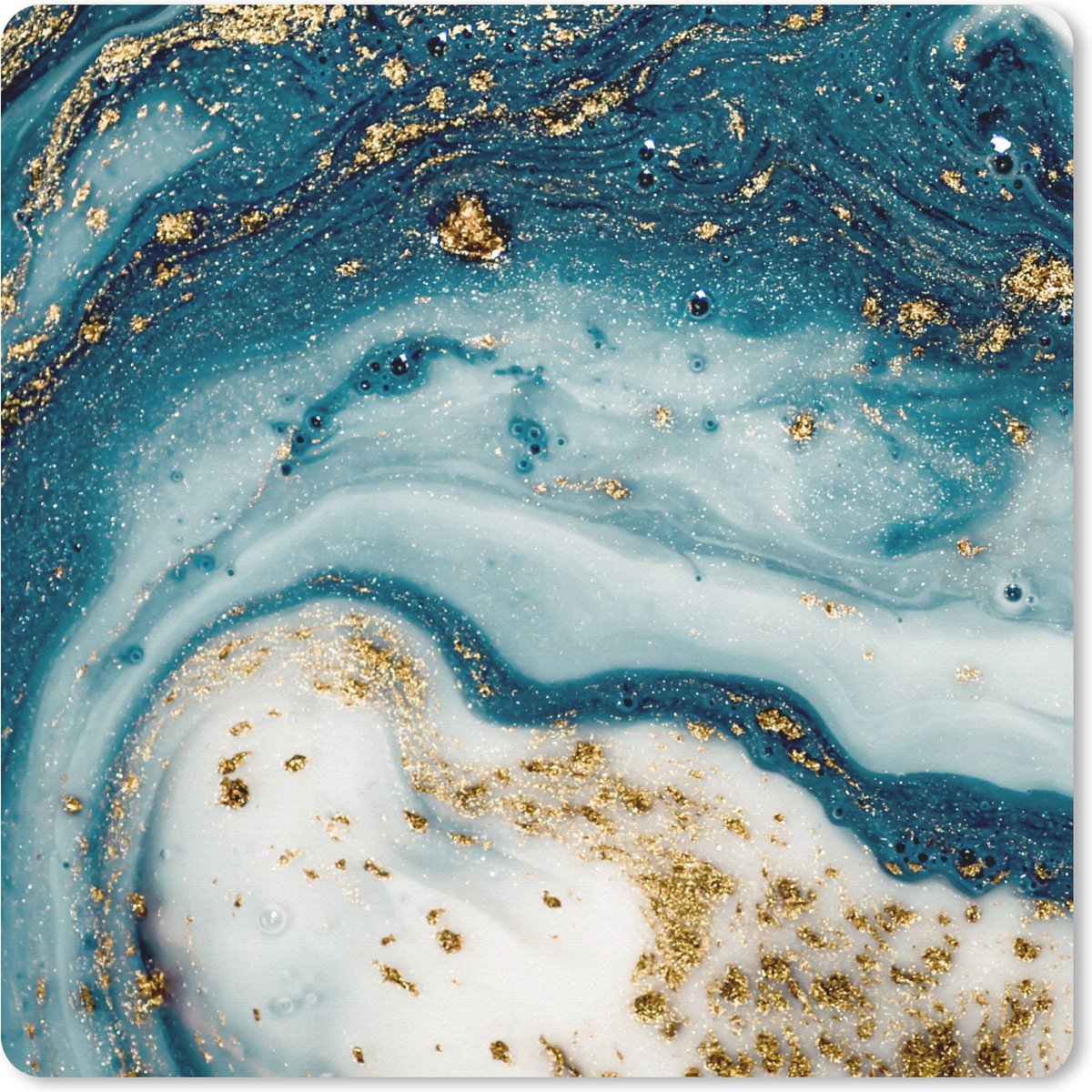 Muismat 20x20 cm - Mousepad Marmer - Verf - Glitter - Goud - Muismatten