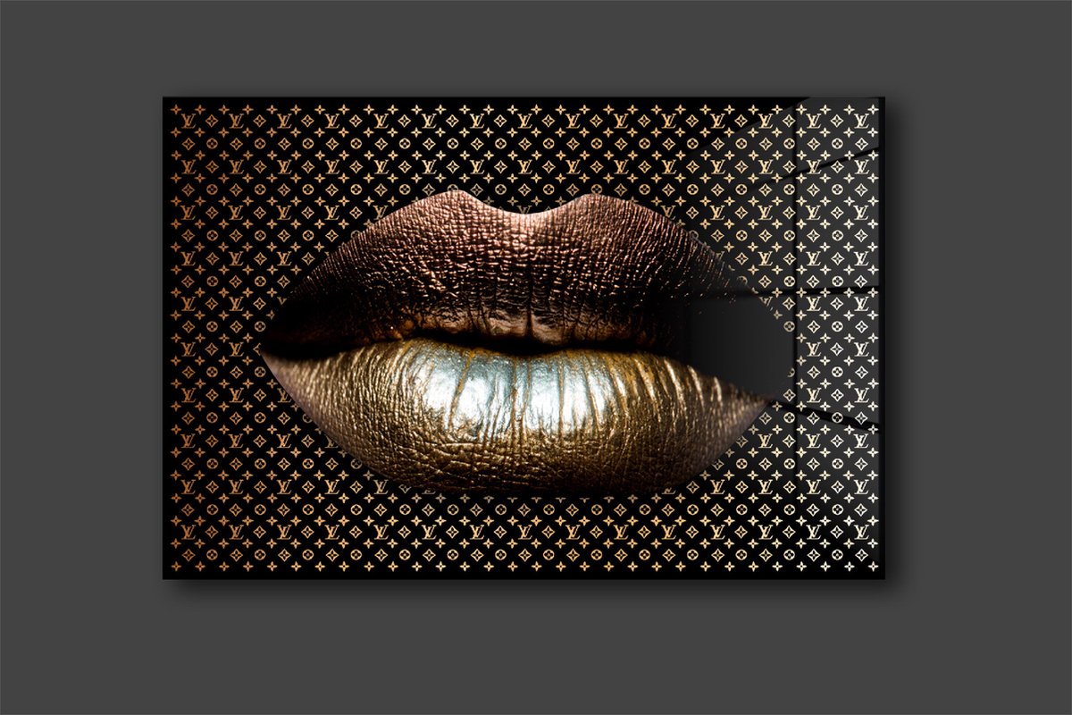 Golden Lip LV schilderij 120x80cm