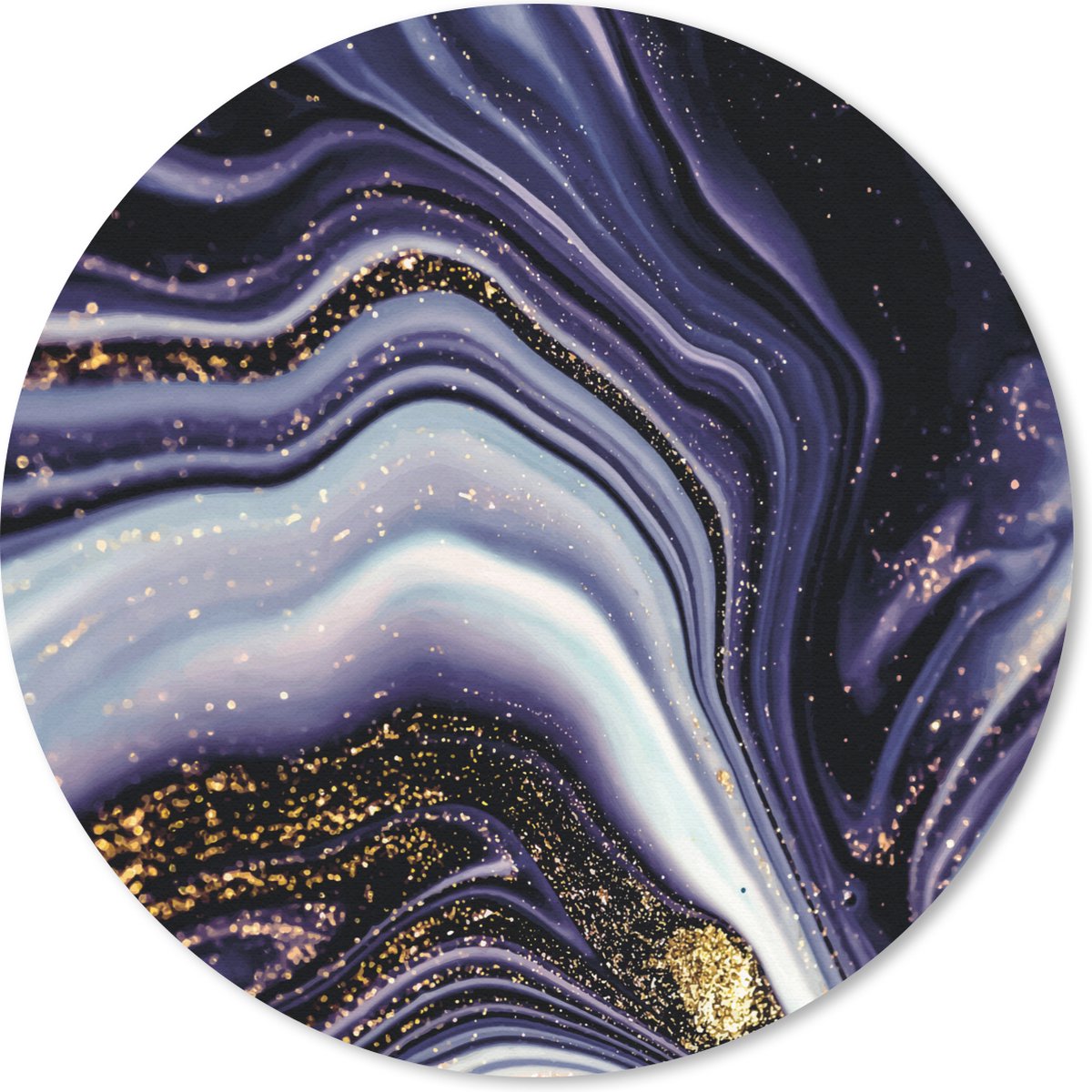 Muismat rond 40x40 cm - Mousepad Marmer - Paars - Luxe - Marmer printlook - Glitter - Ronde muismatten
