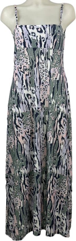 Angelle Milan – Travelkleding voor dames – Roze/Lila-Grijze Lange Jurk met Bandjes – Ademend – Kreukherstellend – Duurzame jurk - In 5 maten - Maat L