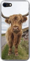 Geschikt voor iPhone 7 hoesje - Schotse Hooglander - Horens - Berg - Siliconen Telefoonhoesje