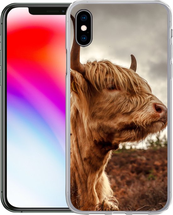 Coque iPhone Xs - Scottish Highlander - Arbuste - Bruyère - Siliconen