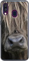Geschikt voor Samsung Galaxy A40 hoesje - Schotse Hooglander - Bruin - Neus - Siliconen Telefoonhoesje