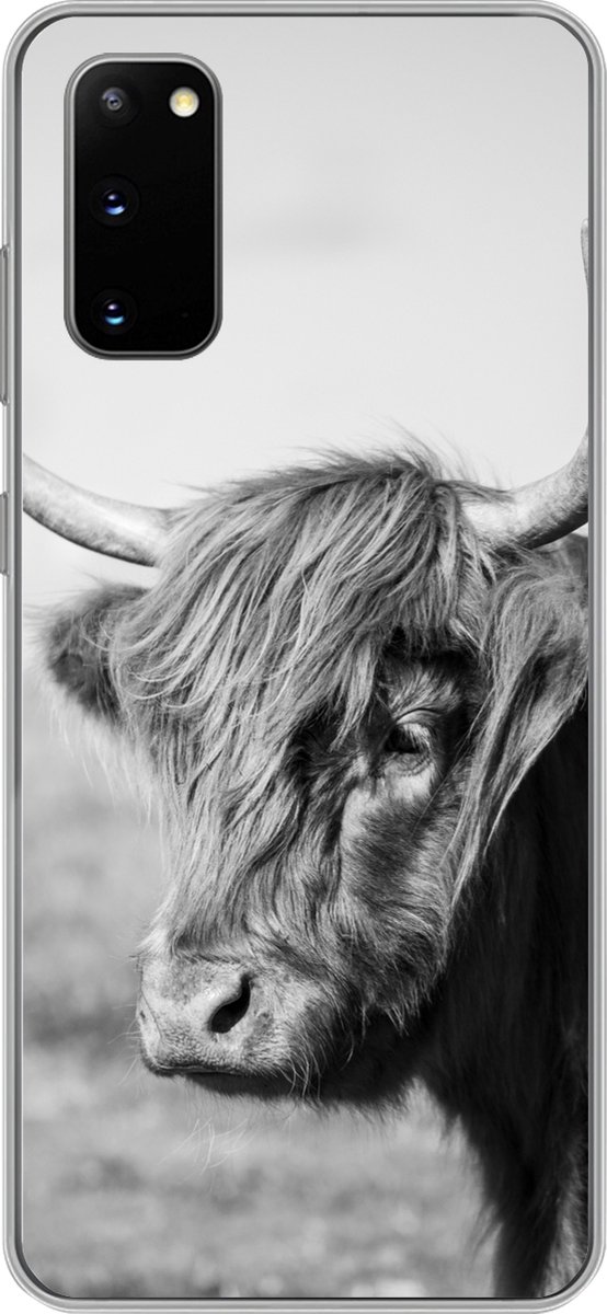 Telefoonhoesje Geschikt voor Samsung Galaxy S20 hoesje - Schotse Hooglander - Dieren - Zwart - Wit - Siliconen Telefoonhoesje Telefoonhoesje