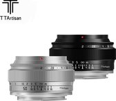 TT Artisan - Objectif d'appareil photo - 50 mm F/2.0 Plein cadre pour appareils photo MFT, Argent