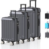 Voyagoux® Kofferset 3 delig - ABS kofferset - L / M / S - Koffer - Donkergrijs