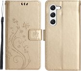 Coverup Bloemen & Vlinders Book Case - Geschikt voor Samsung Galaxy S23 Hoesje - Goud