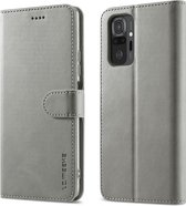 LC.IMEEKE Luxe Book Case Geschikt voor Xiaomi Redmi Note 10 Pro Hoesje - Grijs