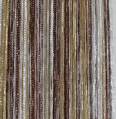 Glow Thuis - Elegante Multikleur (Bruin, zilver en goud) Draadgordijnen van hoogwaardig polyestergaren 300x250 cm+ Gratis Embrasse