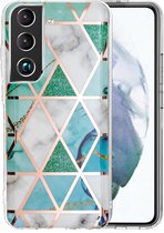 Coverup Marble Design TPU Back Cover - Geschikt voor Samsung Galaxy S22 Plus Hoesje - Cyan