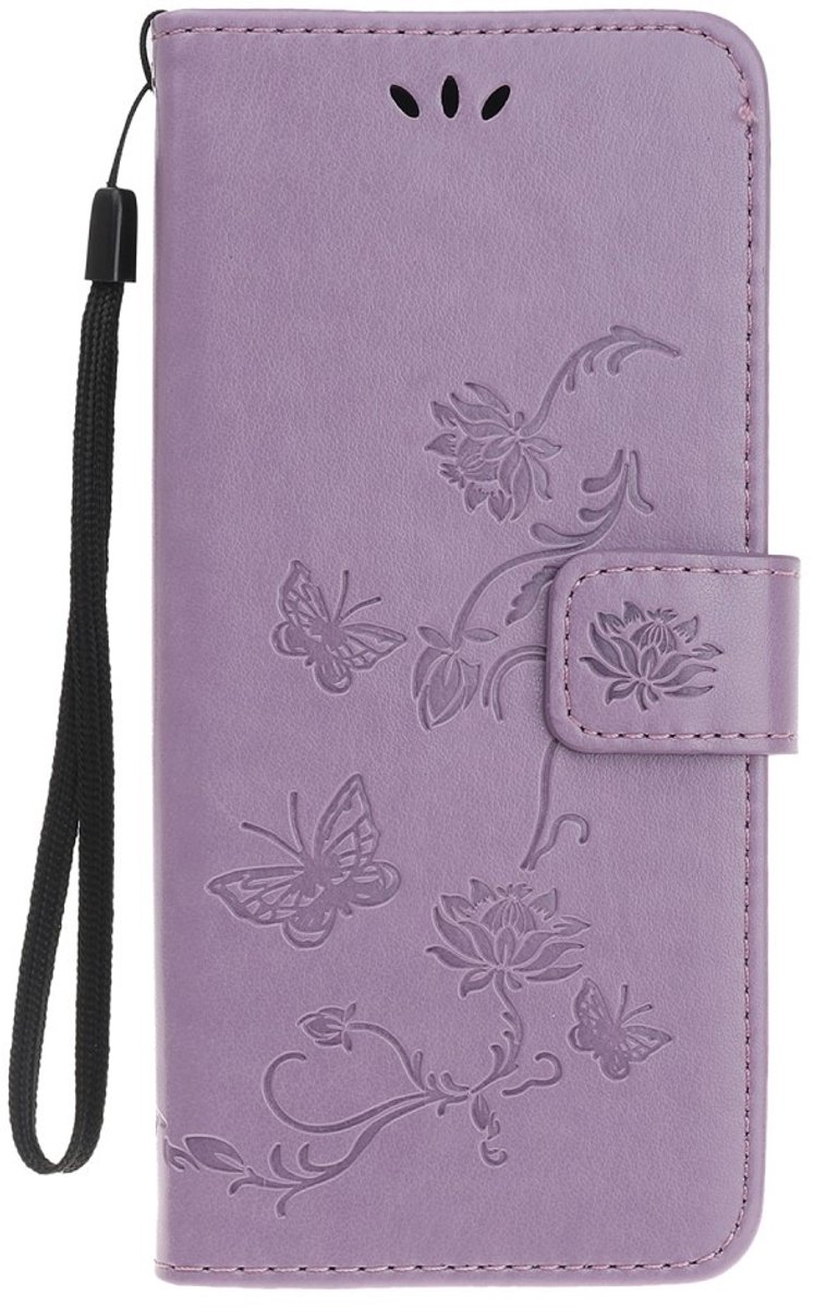 Coverup Bloemen & Vlinders Book Case - Geschikt voor iPhone 12 Hoesje - Paars
