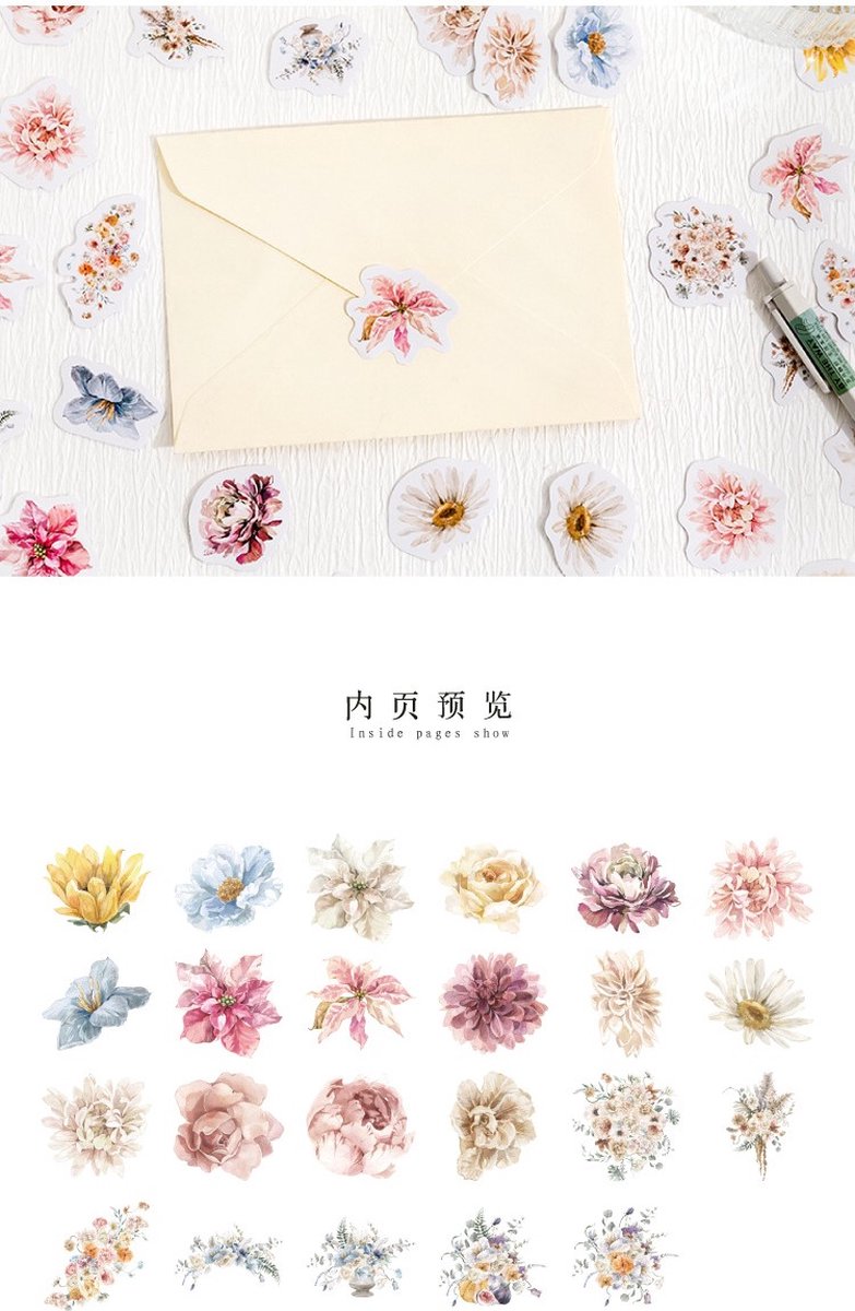 Bullet Journal Stickers - The Flower Style - 46 stuks - Flower Sticker - Bloemen Stickerset — afbeelding 4